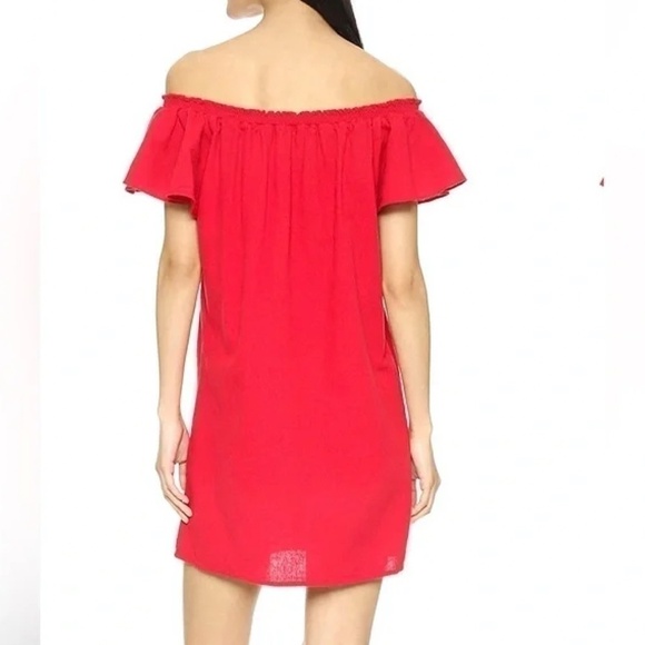 EUC Piper by Townsen Red Embroidered Off Shoulder Boho Dress Size Medium - Picture 2 of 8